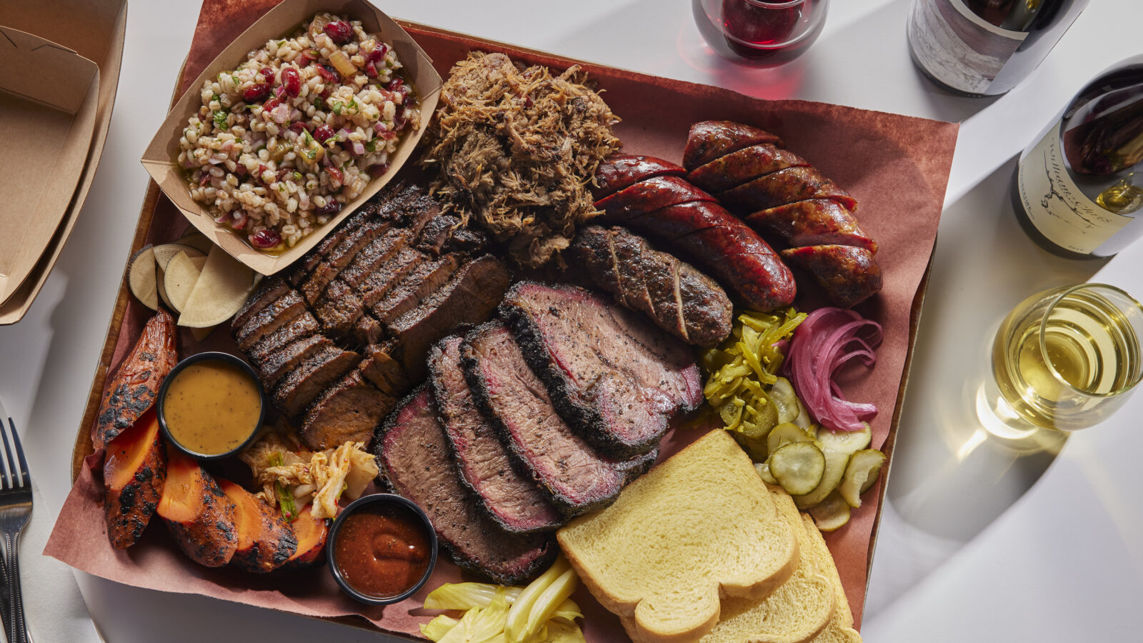 A tray of barbecue meat